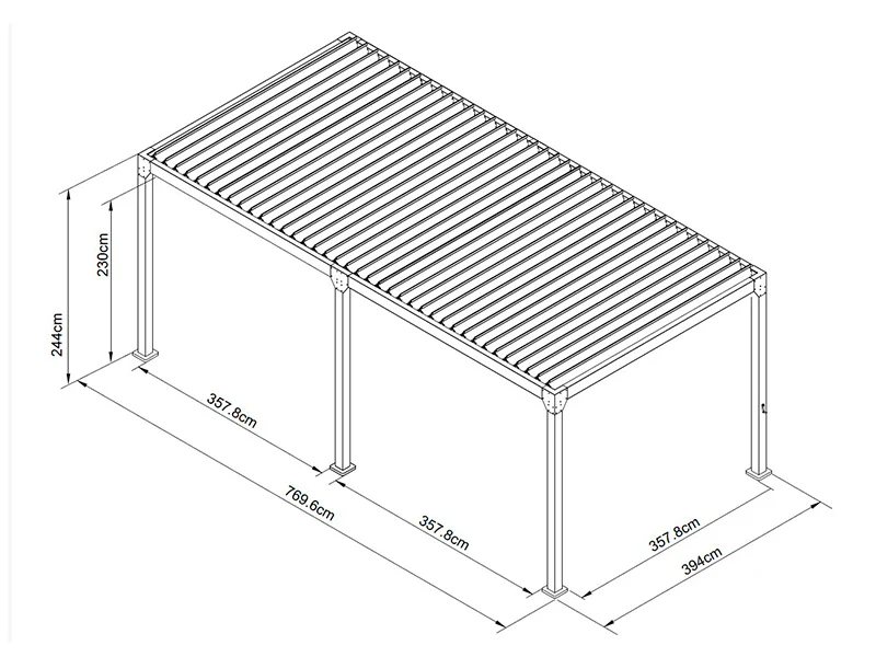Bioklimatischer Pergola-Pavillon Monterey S2, 4x8m, Schwarz - Imagen 6