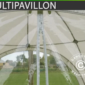 Kuppelzelt Multipavillon Seitenwand mit Fenster und Reißverschluss 3x1,95m, Weiß