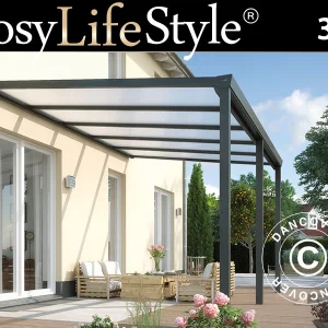 Terrassenüberdachung Easy aus Polycarbonat, 3x5m, Anthrazit
