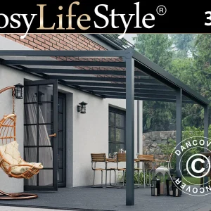 Terrassenüberdachung Easy aus Glas, 3x3m, Anthrazit