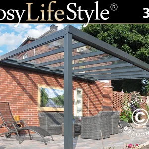 Terrassenüberdachung Expert aus Glas, 3x3m, Anthrazit