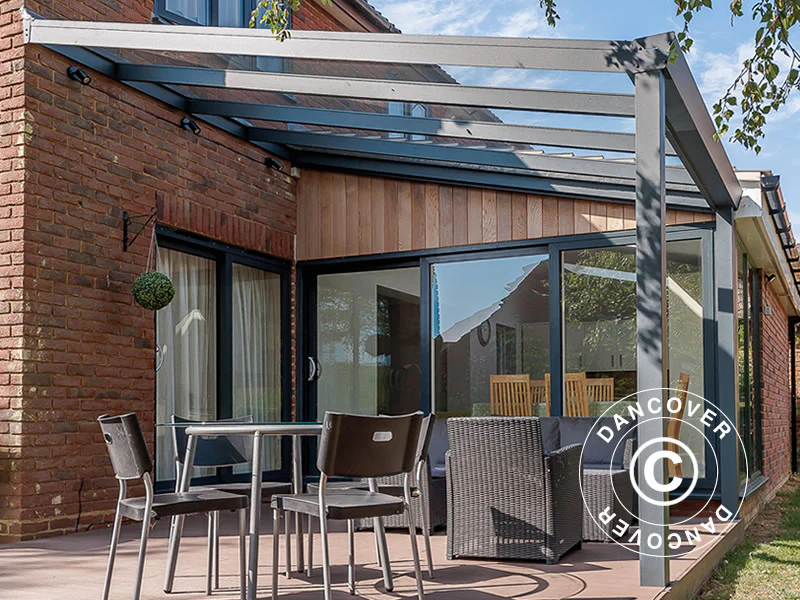 Terrassenüberdachung Expert aus Glas, 3x3m, Anthrazit - Imagen 4