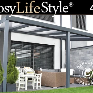 Terrassenüberdachung Legend aus Polycarbonat, 4x5m, Anthrazit