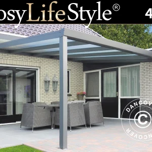 Terrassenüberdachung Expert aus Polycarbonat, 4x4m, Anthrazit