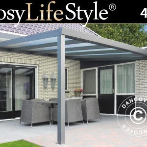 Terrassenüberdachung Expert aus Polycarbonat, 4x5m, Anthrazit