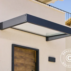 Türvordach Sophia 1600, Palram/Canopia, 0,95x1,6x0,17m, Dunkelgrau/Klar