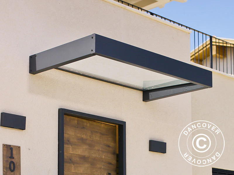 Türvordach Sophia 1600, Palram/Canopia, 0,95x1,6x0,17m, Dunkelgrau/Klar