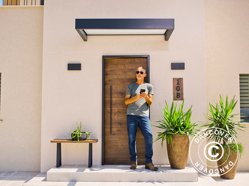 Türvordach Sophia 1600, Palram/Canopia, 0,95x1,6x0,17m, Dunkelgrau/Klar - Imagen 4