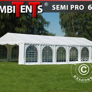 Partyzelt, SEMI PRO Plus CombiTents® 900 6x12m, 4-in-1, Weiß