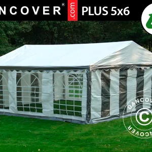 Partyzelt PLUS 5x6m PE 700, Grau/Weiß