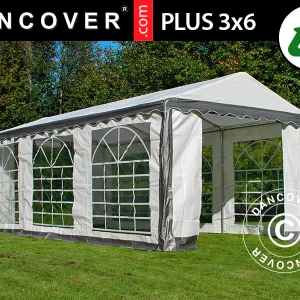 Partyzelt PLUS 3x6m PE 700, Grau/Weiß
