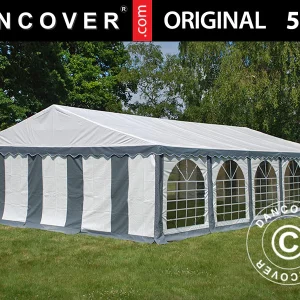 Partyzelt Original 5x10m PVC 900, Grau/Weiß