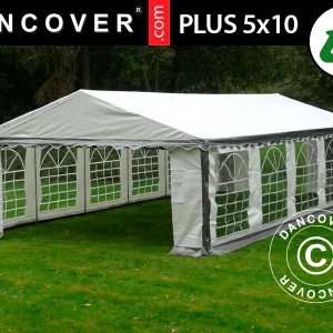 Partyzelt PLUS 5x10m PE 700, Grau/Weiß