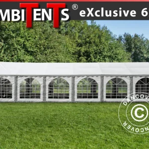 Partyzelt, Exclusive CombiTents® 900 6x12m, 4-in-1, Grau/Weiß