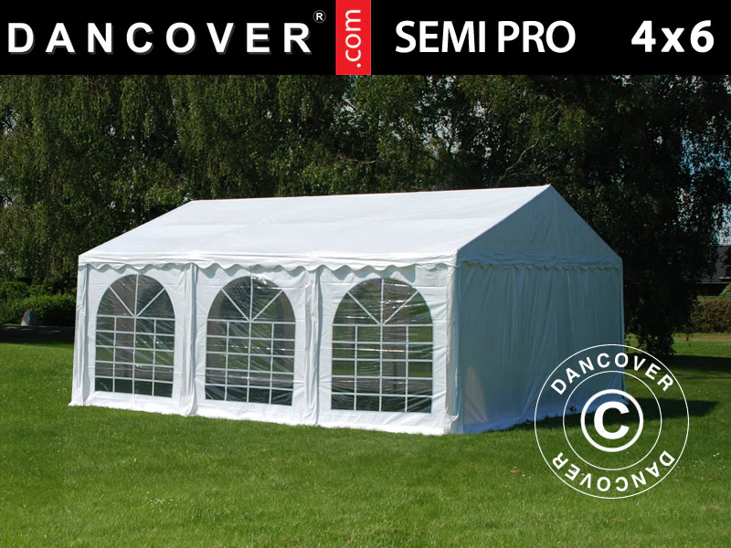 Partyzelt SEMI PRO Plus 4x6m PVC 900, Weiß - Imagen 2