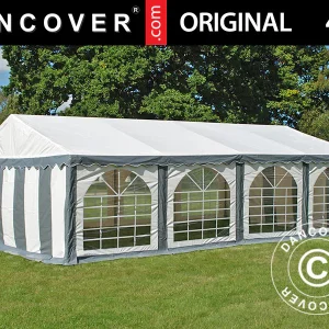 Partyzelt Original 4x8m PVC 900, Grau/Weiß