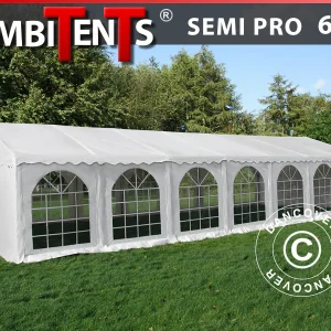 Partyzelt, SEMI PRO Plus CombiTents® 900 6x14m, 5-in-1, Weiß
