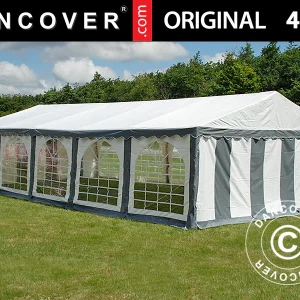 Partyzelt Original 4x10m PVC 900, Grau/Weiß