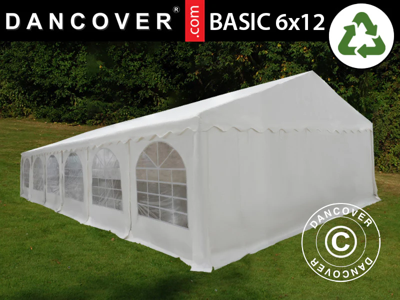 Partyzelt Basic 6x12m PVC 700, Weiß - Imagen 2