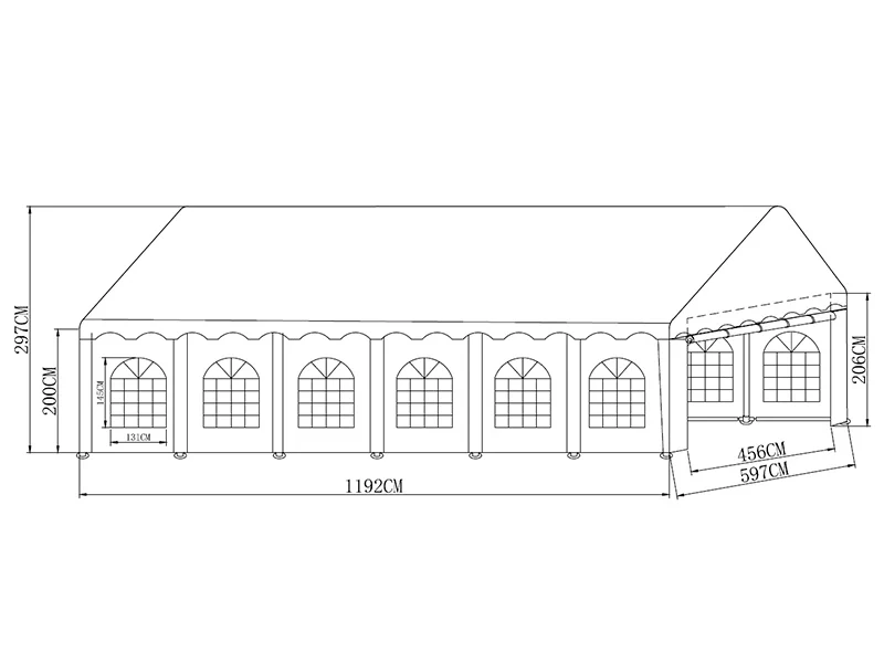 Partyzelt Basic 6x12m PVC 700, Weiß - Imagen 6