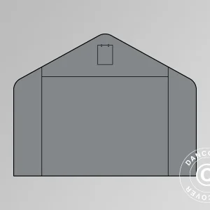 Giebelwand/Tür für Lagerzelt PRO XL 5x8x2,5x3,89m PVC, grau