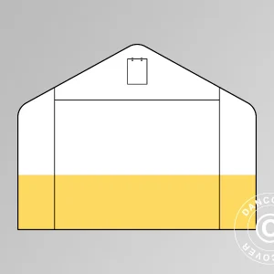 Stirnwand/Tür für Lager- oder Arbeitszelt PRO 5m, PVC, Weiß/Gelb