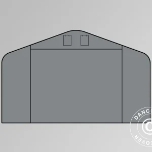Giebelwand/Tür für Lagerzelt PRO 6x6m PE, grau