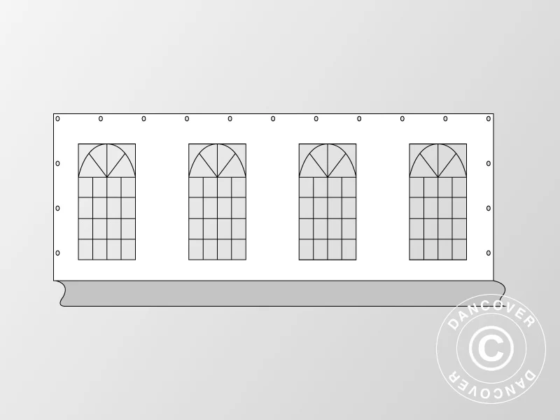 Seitenwand mit Fenster für Partyzelt PLUS 8m, Weiß/Grau