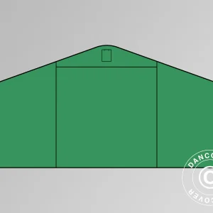 Giebelwand/Tür für Lagerzelt PRO 8x12m PVC, grün