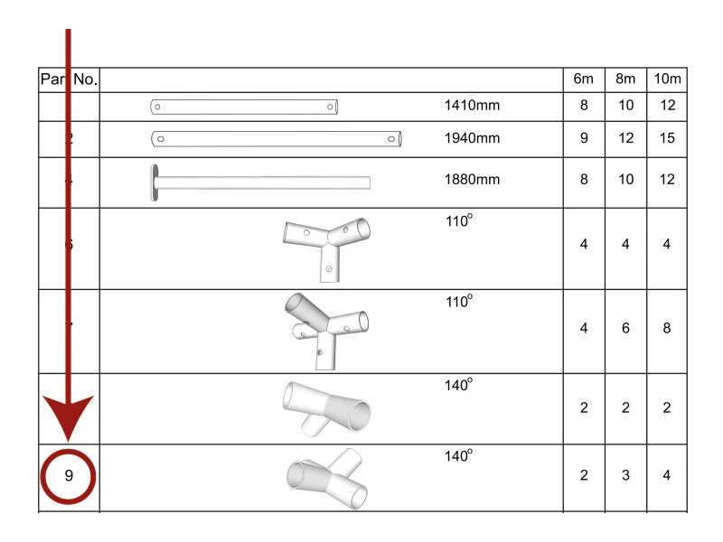 4-Wege-Verbindungsstück, Ø42mm, 140° - Imagen 4