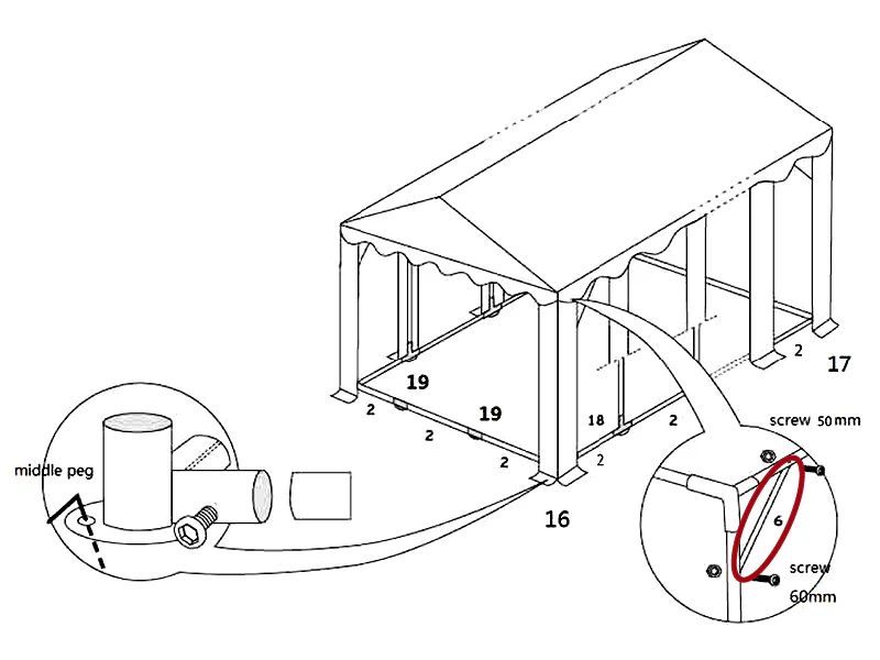 Giebelrohr diagonal, Ø25mm, 1158mm - Imagen 4