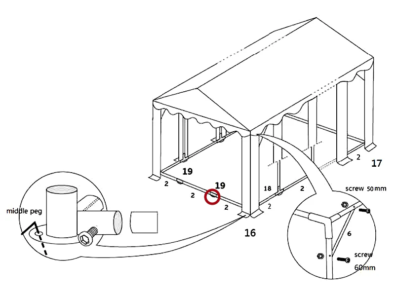 2-Wege-Verbindungsstück für Grundrahmen, Ø42mm - Imagen 5