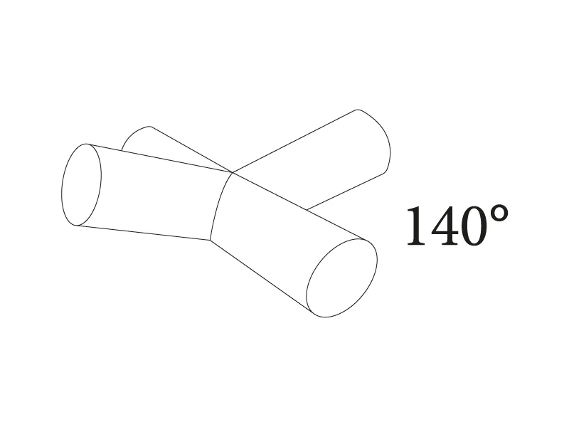 4-Wege-Verbindungsstück, Ø42+Ø54mm, 140° - Imagen 3