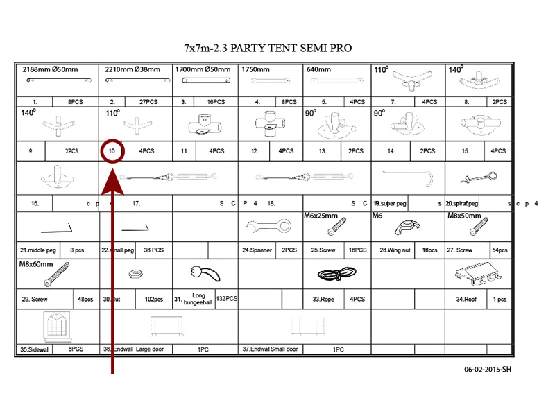 4-Wege-Verbindungsstück, Ø42+Ø54mm, 110° - Imagen 5
