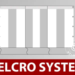 Giebelwand Semi Pro 6m mit schmaler Tür, Weiß/Grau