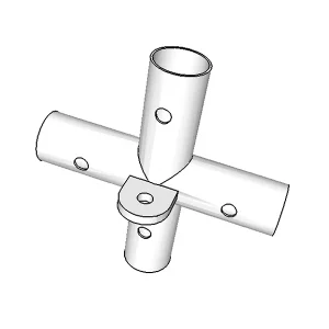 4-Wege-Verbindungsstück flach mit Flansch, Ø42+Ø54mm