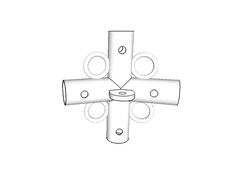 4-Wege-Verbindungsstück, Ø42+Ø54mm, 140°