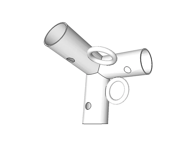 3-Wege-Verbinder mit 2 Ringen, Ø42-54mm