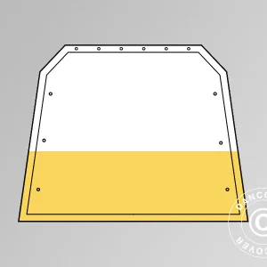 Stirnwand/Tür für Lager- oder Arbeitszelt PRO 3,6m, PVC, Weiß/Gelb