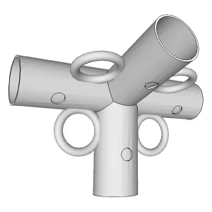 4-Wege-Verbinder mit 4 Ringen, Ø42-54mm