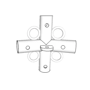 3-Wege-Verbinder mit 4 Ringen + Flansch, Ø42-54 mm, 140°