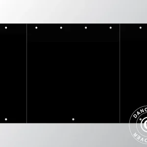 Giebelwand UNICO 3m mit schmaler Tür (3x3m), Schwarz