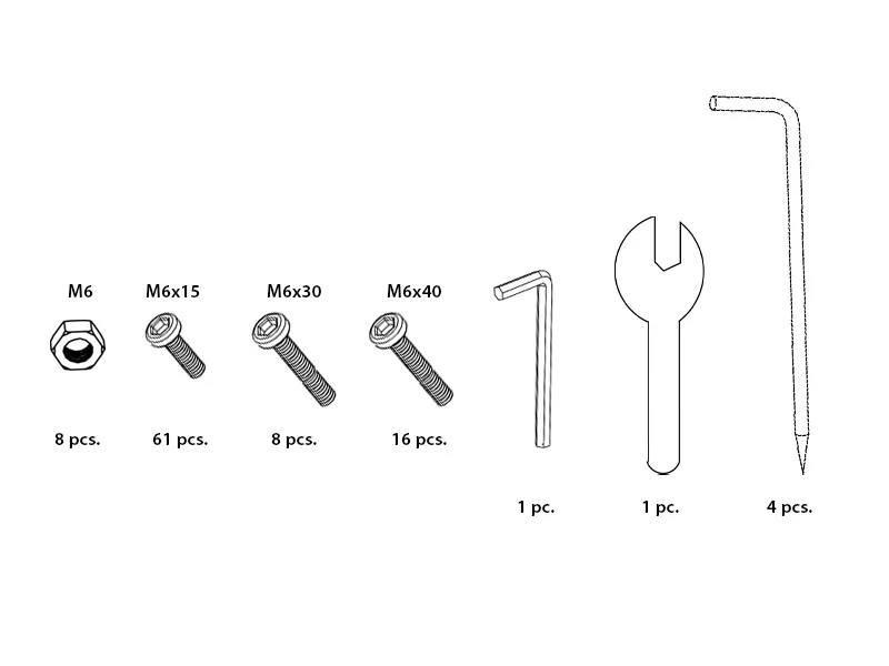 Tasche mit Muttern, Schrauben, etc.