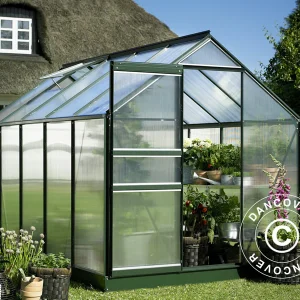 Gewächshaus Polycarbonat Halls Popular 6,2m², 1,93x3,19x1,95m, Grün