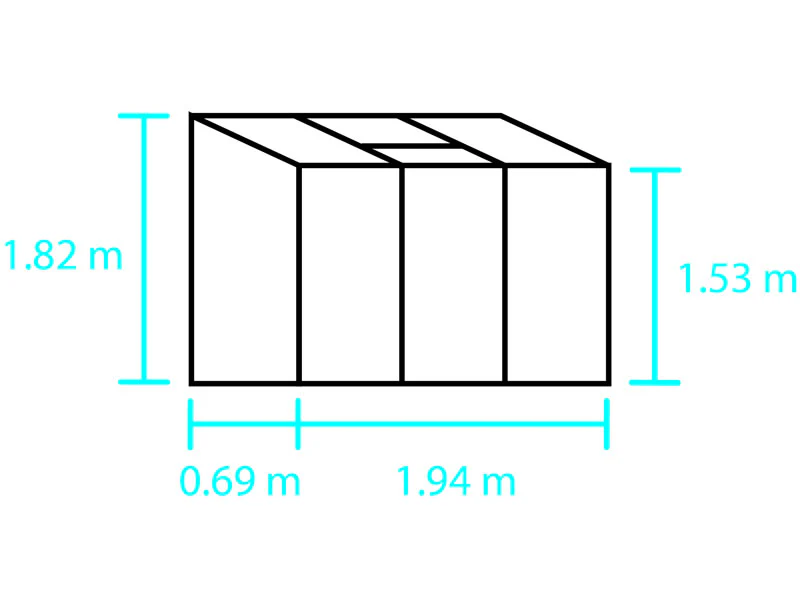 Anbaugewächshaus Glas Halls Altan, 1,33m², 0,69x1,94x1,82m, Aluminium - Imagen 3