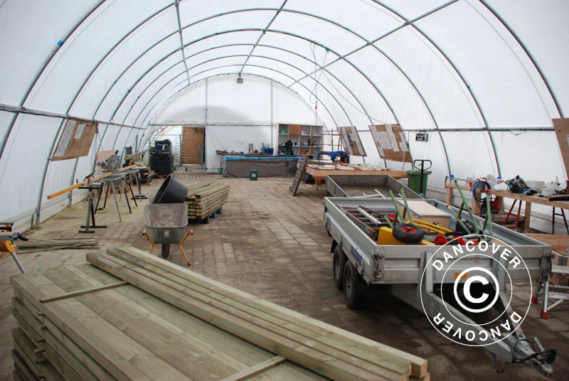 Rundbogenhalle 9,15x12x4,5m, PVC, Weiß - Imagen 7