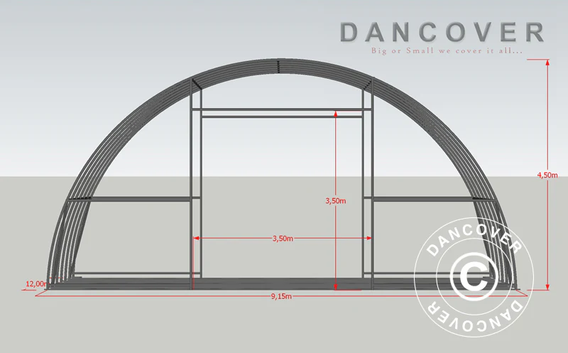 Rundbogenhalle 9,15x12x4,5m, PVC, Weiß - Imagen 9