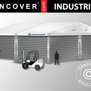 Industrielle Lagerhalle Alu 10x10x4,52m mit Schiebetor, PVC/Metall, weiß