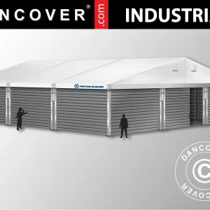 Industrielle Lagerhalle Alu 12x12x5,42m mit Schiebetor, PVC/Metall, weiß