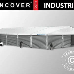 Industrielle Lagerhalle Alu 12x25x5,92m mit Schiebetor, PVC/Metall, weiß